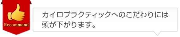カイロプラクティックへのこだわりには頭が下がります。